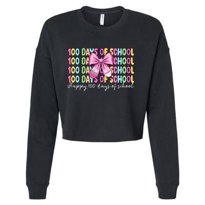 Cute 100 Days Of School Coquette Bow Pencil Cropped Pullover Crew
