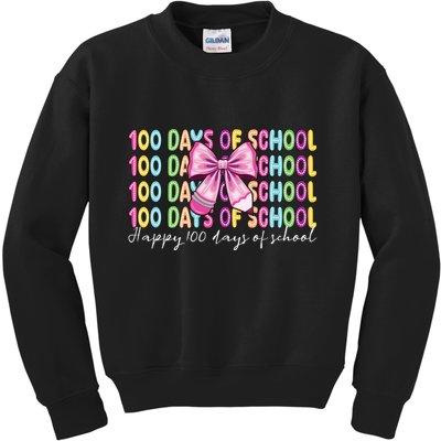 Cute 100 Days Of School Coquette Bow Pencil Kids Sweatshirt
