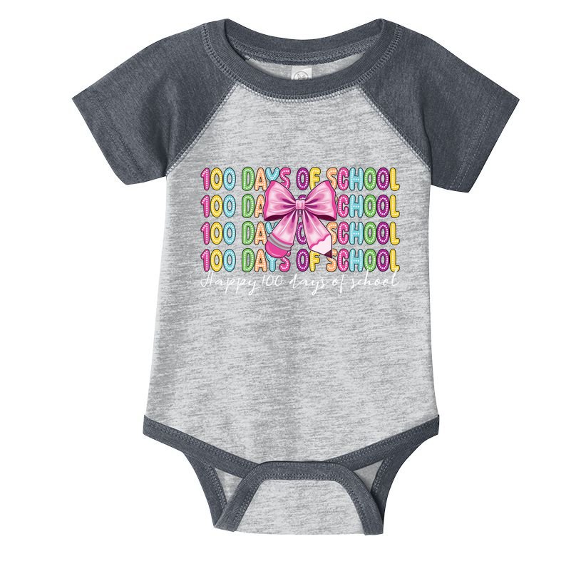 Cute 100 Days Of School Coquette Bow Pencil Infant Baby Jersey Bodysuit