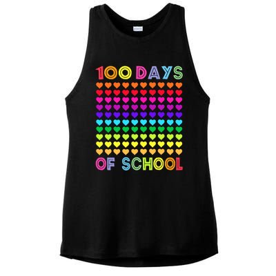 Cute 100 Days Of School And Still Loving It Hearts 100th Day Ladies PosiCharge Tri-Blend Wicking Tank