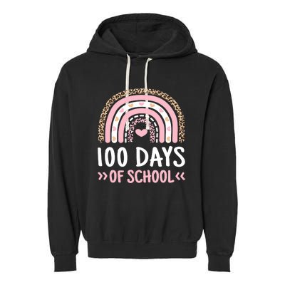 Cute 100 Days Of School Rainbow 100th Day Of School Garment-Dyed Fleece Hoodie