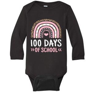 Cute 100 Days Of School Rainbow 100th Day Of School Baby Long Sleeve Bodysuit