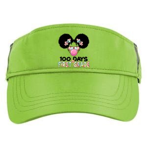 Cute 100 Days Of First Grade Tie Dye Afro Puff Girl Adult Drive Performance Visor