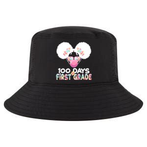 Cute 100 Days Of First Grade Tie Dye Afro Puff Girl Cool Comfort Performance Bucket Hat