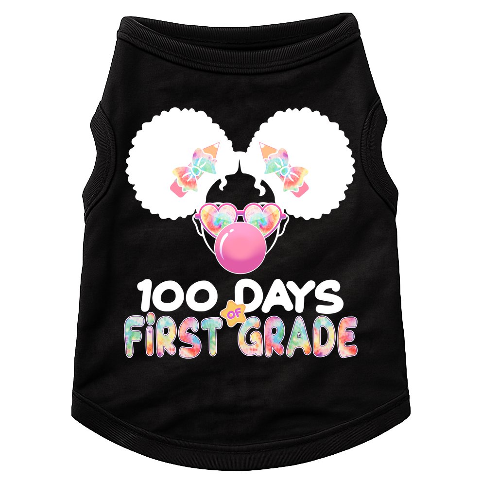 Cute 100 Days Of First Grade Tie Dye Afro Puff Girl Doggie Tank