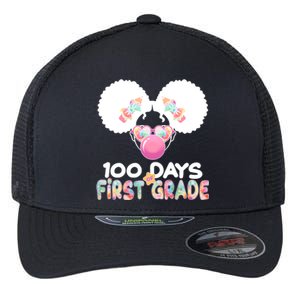 Cute 100 Days Of First Grade Tie Dye Afro Puff Girl Flexfit Unipanel Trucker Cap