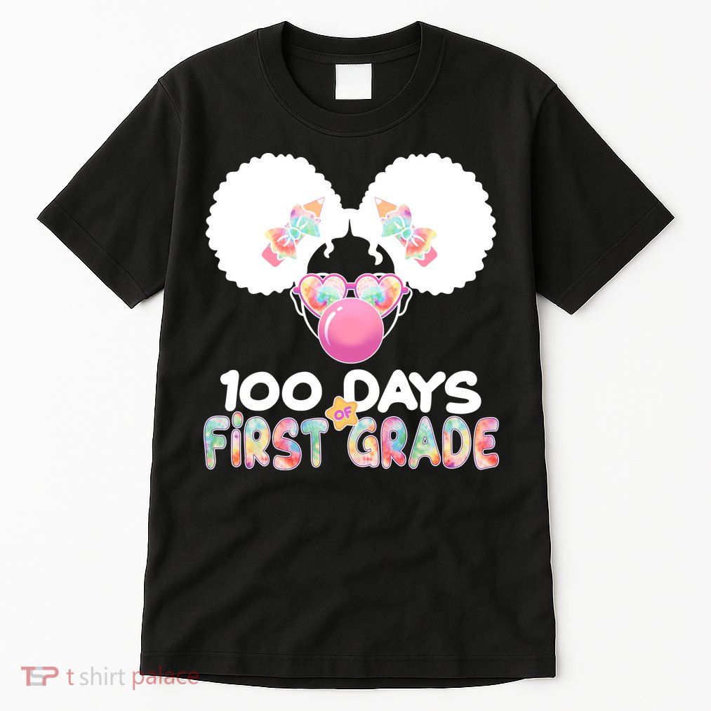 Cute 100 Days Of First Grade Tie Dye Afro Puff Girl Tall T-Shirt