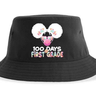 Cute 100 Days Of First Grade Tie Dye Afro Puff Girl Sustainable Bucket Hat