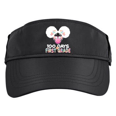 Cute 100 Days Of First Grade Tie Dye Afro Puff Girl Adult Drive Performance Visor