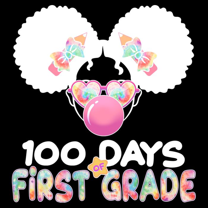 Cute 100 Days Of First Grade Tie Dye Afro Puff Girl Drawstring Bag