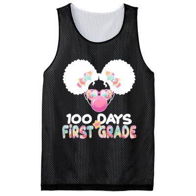 Cute 100 Days Of First Grade Tie Dye Afro Puff Girl Mesh Reversible Basketball Jersey Tank