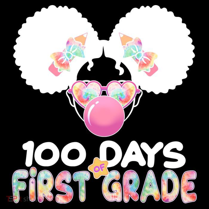 Cute 100 Days Of First Grade Tie Dye Afro Puff Girl Cooling Performance Long Sleeve Crew