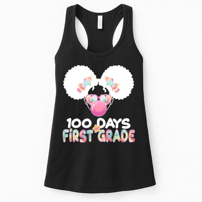 Cute 100 Days Of First Grade Tie Dye Afro Puff Girl Womens Tank Top
