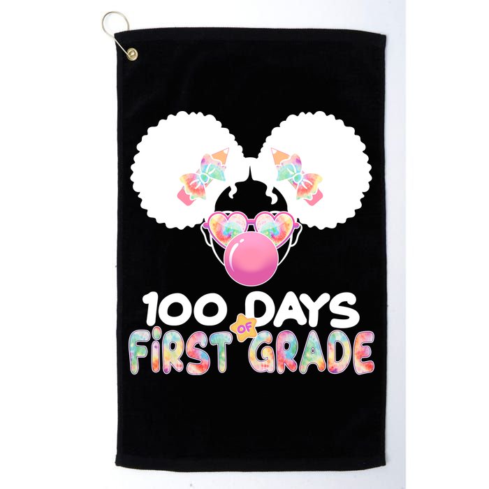 Cute 100 Days Of First Grade Tie Dye Afro Puff Girl Golf Towel
