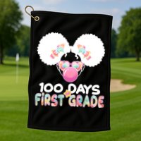 Cute 100 Days Of First Grade Tie Dye Afro Puff Girl Golf Towel