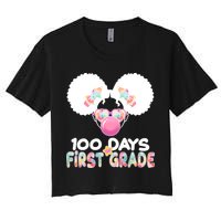Cute 100 Days Of First Grade Tie Dye Afro Puff Girl Women's Crop Top Tee