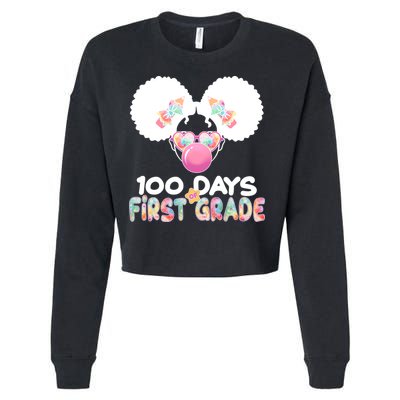 Cute 100 Days Of First Grade Tie Dye Afro Puff Girl Cropped Pullover Crew