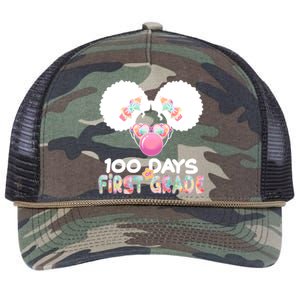 Cute 100 Days Of First Grade Tie Dye Afro Puff Girl Retro Rope Trucker Hat Cap