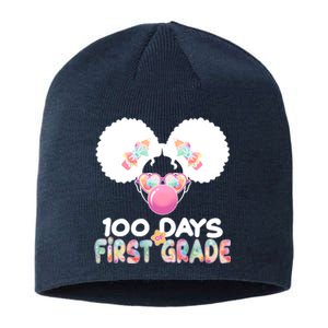 Cute 100 Days Of First Grade Tie Dye Afro Puff Girl Sustainable Beanie