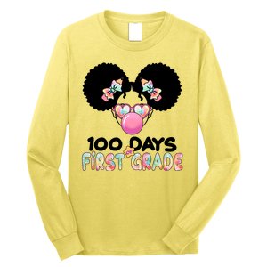 Cute 100 Days Of First Grade Tie Dye Afro Puff Girl Long Sleeve Shirt