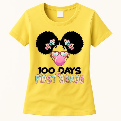 Cute 100 Days Of First Grade Tie Dye Afro Puff Girl Womens T-Shirt