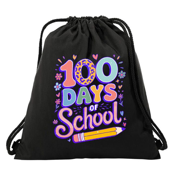 Cute 100 Days Of School Drawstring Bag