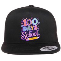 Cute 100 Days Of School Flat Bill Trucker Hat