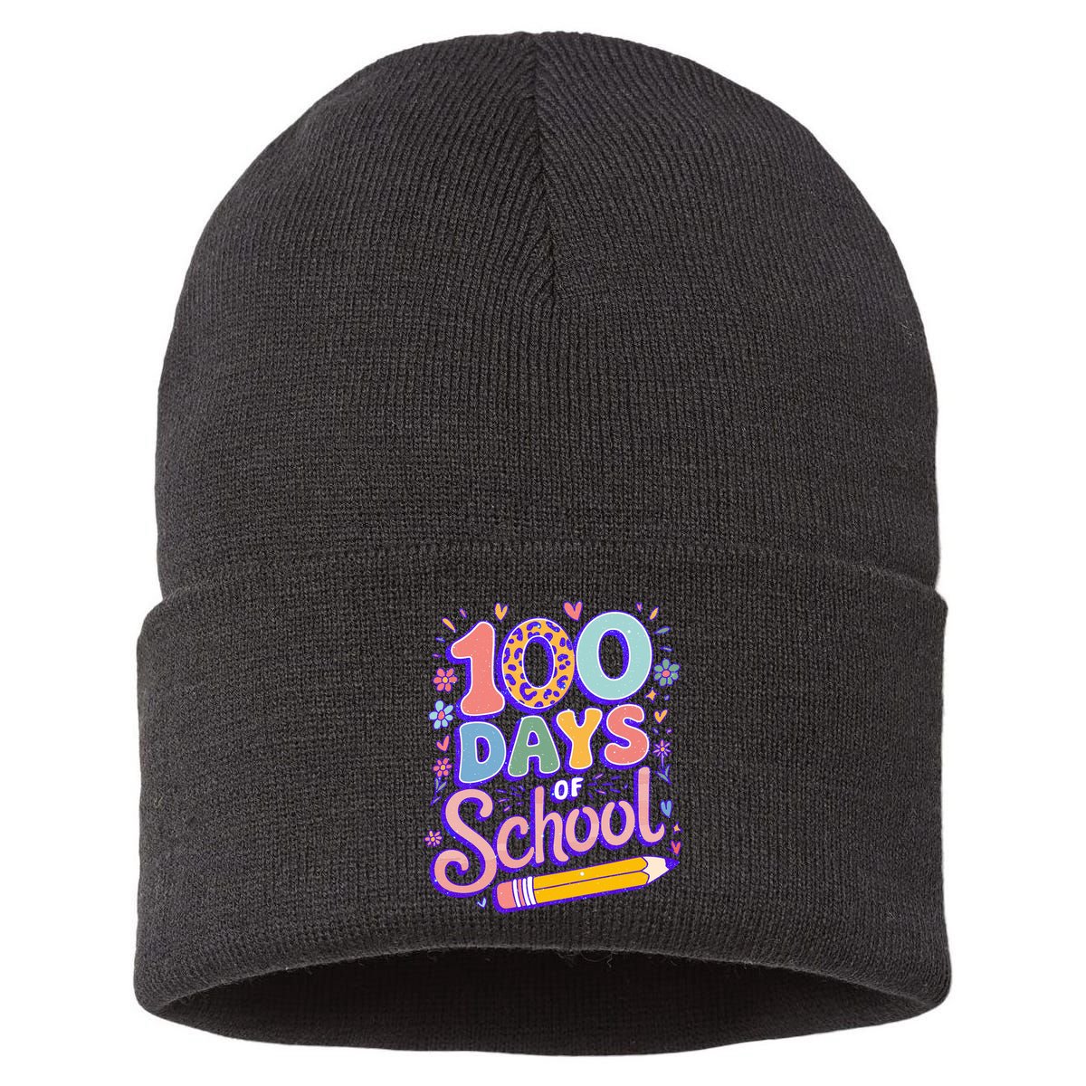 Cute 100 Days Of School Sustainable Knit Beanie