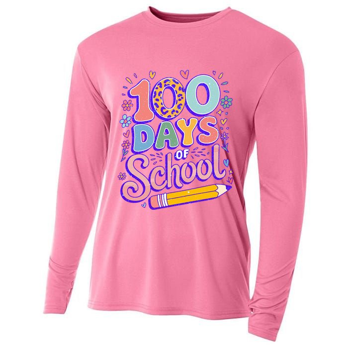 Cute 100 Days Of School Cooling Performance Long Sleeve Crew