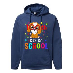 Cute 100th Day Of School Dog 100 Days Student Teacher Performance Fleece Hoodie