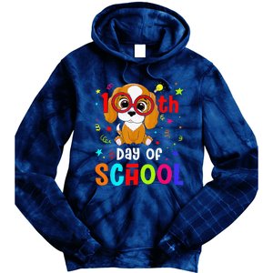 Cute 100th Day Of School Dog 100 Days Student Teacher Tie Dye Hoodie