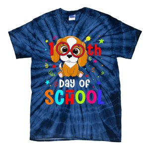 Cute 100th Day Of School Dog 100 Days Student Teacher Tie-Dye T-Shirt