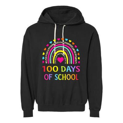 Cute 100 Days Of School Rainbow 100th Day Of School Garment-Dyed Fleece Hoodie