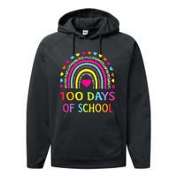 Cute 100 Days Of School Rainbow 100th Day Of School Performance Fleece Hoodie