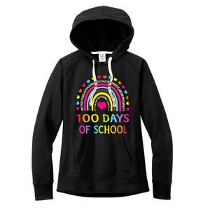 Cute 100 Days Of School Rainbow 100th Day Of School Women's Fleece Hoodie