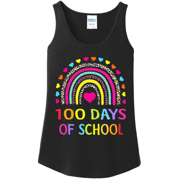 Cute 100 Days Of School Rainbow 100th Day Of School Ladies Essential Tank