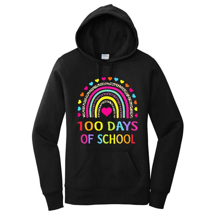 Cute 100 Days Of School Rainbow 100th Day Of School Women's Pullover Hoodie