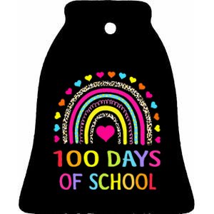 Cute 100 Days Of School Rainbow 100th Day Of School Ceramic Bell Ornament