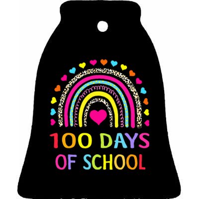 Cute 100 Days Of School Rainbow 100th Day Of School Ceramic Bell Ornament