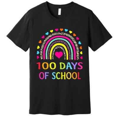 Cute 100 Days Of School Rainbow 100th Day Of School Premium T-Shirt