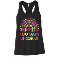 Cute 100 Days Of School Rainbow 100th Day Of School Women's Racerback Tank