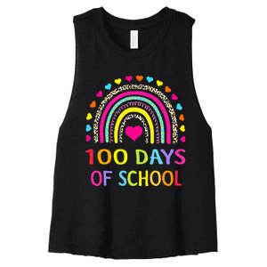 Cute 100 Days Of School Rainbow 100th Day Of School Women's Racerback Cropped Tank