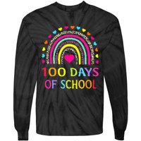 Cute 100 Days Of School Rainbow 100th Day Of School Tie-Dye Long Sleeve Shirt