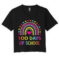 Cute 100 Days Of School Rainbow 100th Day Of School Women's Crop Top Tee