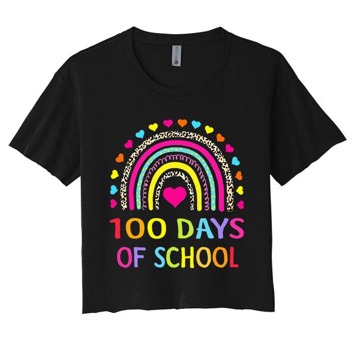 Cute 100 Days Of School Rainbow 100th Day Of School Women's Crop Top Tee