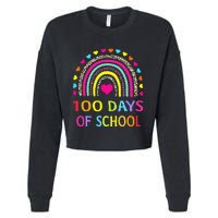 Cute 100 Days Of School Rainbow 100th Day Of School Cropped Pullover Crew