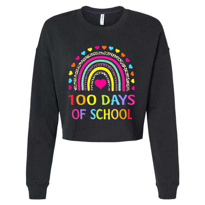 Cute 100 Days Of School Rainbow 100th Day Of School Cropped Pullover Crew