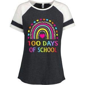 Cute 100 Days Of School Rainbow 100th Day Of School Enza Ladies Jersey Colorblock Tee