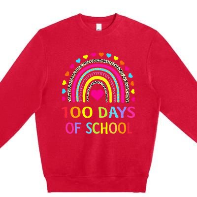 Cute 100 Days Of School Rainbow 100th Day Of School Premium Crewneck Sweatshirt