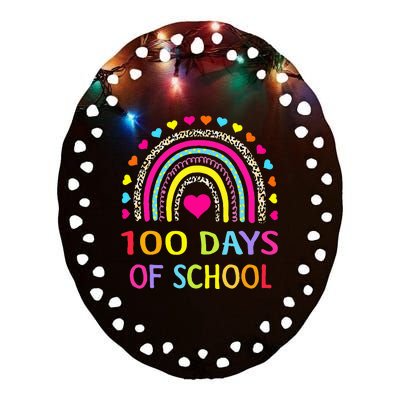 Cute 100 Days Of School Rainbow 100th Day Of School Ceramic Oval Ornament